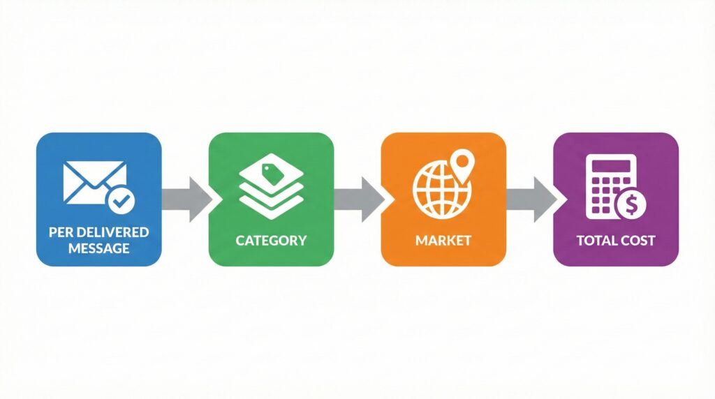 Diagram explaining how whatsapp business pricing is calculated.