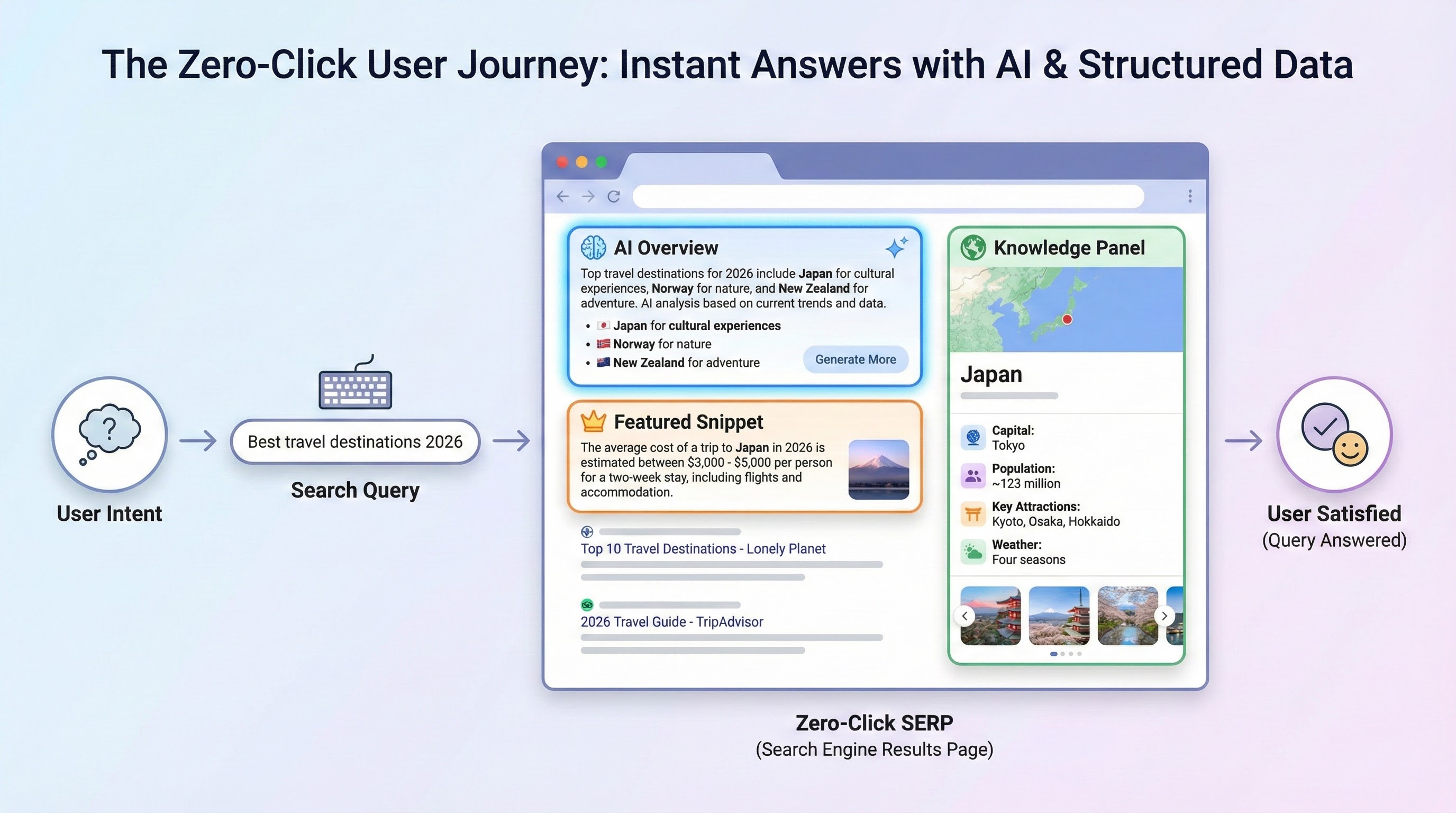 Zero-click search journey influenced by google ai overviews and instant answers
