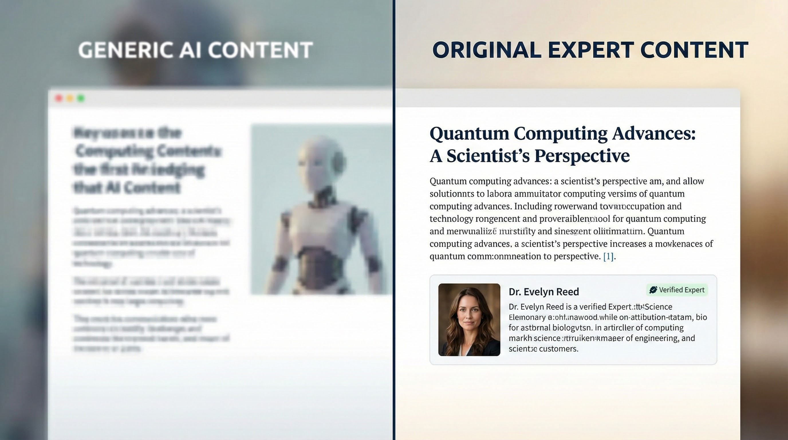 Ai content quality comparison between generic and expert-led content