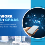 Cover graphic for network apis + cpaas showing a smartphone with api network icons for number verification, sim swap checks and fraud-safe messaging.