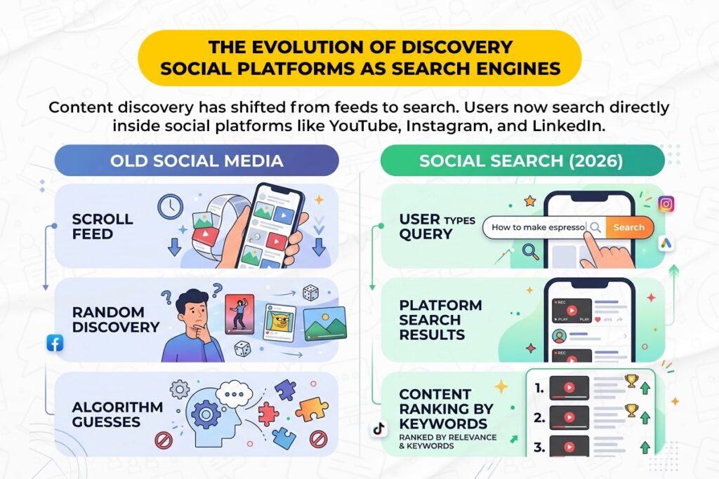 How the social media search algorithm works with metadata crawling audio and visual analysis and engagement signals for social media seo ranking