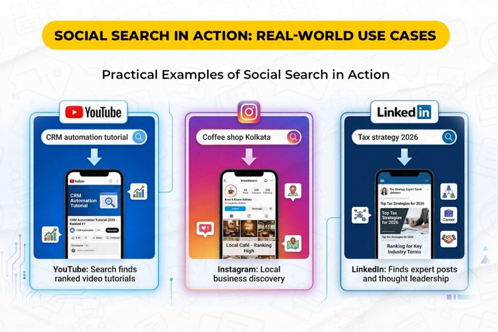 Key features of a winning social media seo strategy including keyword profiles search-optimized captions and video text alignment