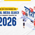 Social media seo 2026 featured image showing how to rank on social media search and convert traffic with a social media marketing dashboard illustration
