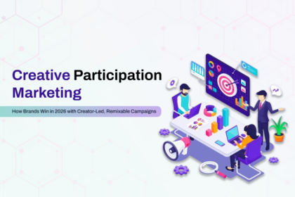 Cover graphic titled “creative participation marketing” with an illustration of a team collaborating on creator-led, remixable campaign strategy.